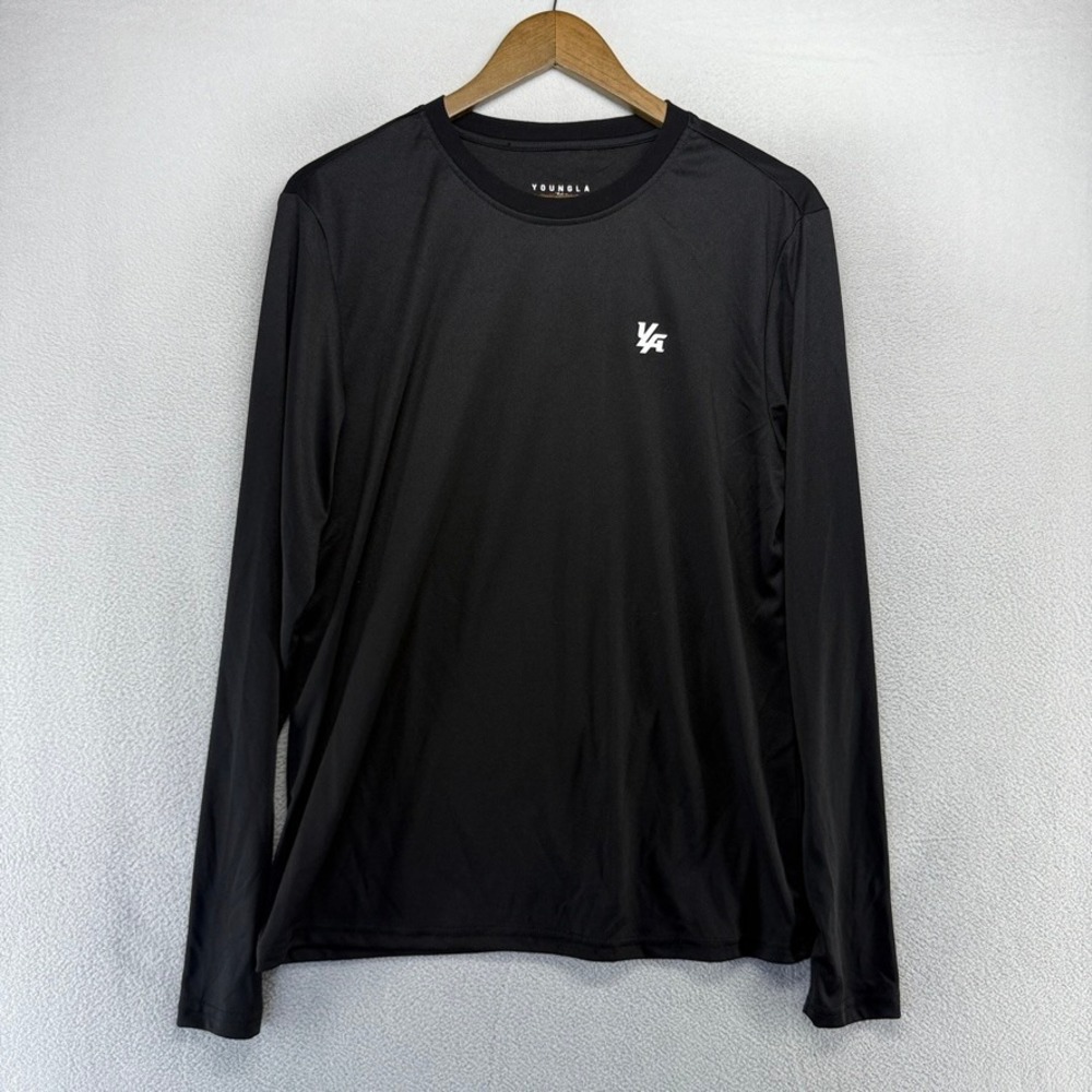 YoungLA Shirt Men's Medium Black Long Sleeve Gym Training Athletic Compression